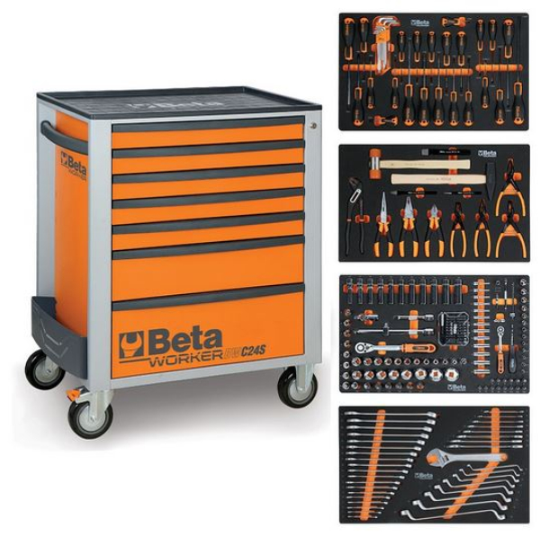 Beta | Werkzeugwagen mit 7 Schubladen, mit Werkzeugsortiment, 240 tlg.